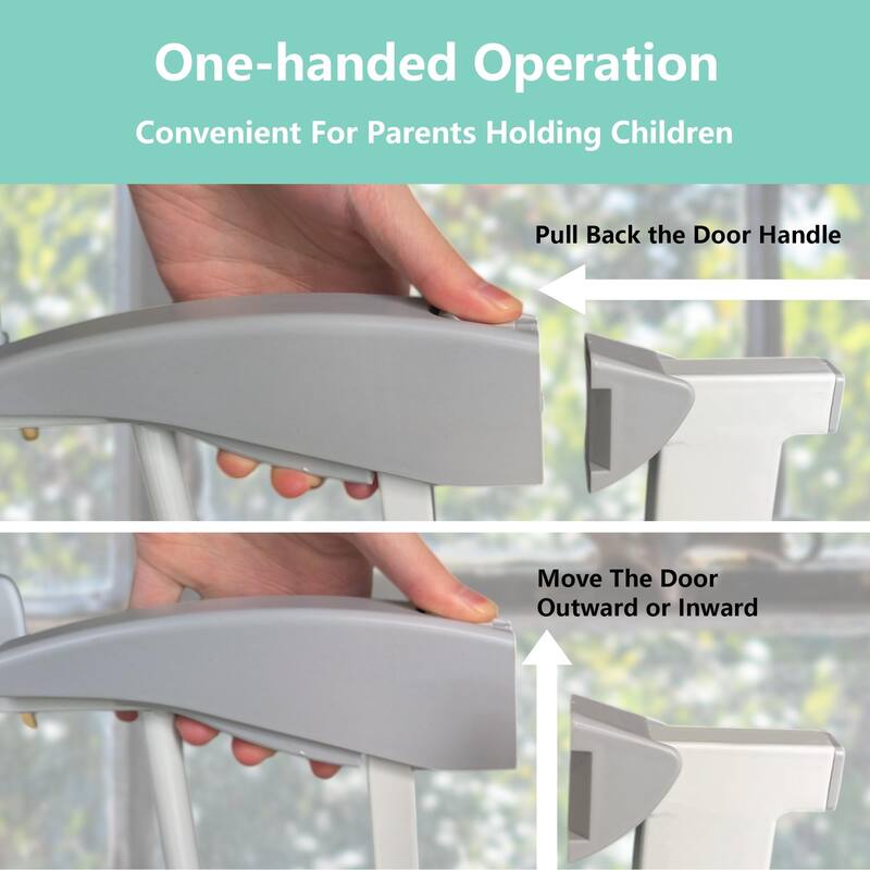 Anmytek Pressure Mounted Metal Safety Gate Auto Close White for Doorways Stairs Baby Pet 29 34 Inch Adjustable