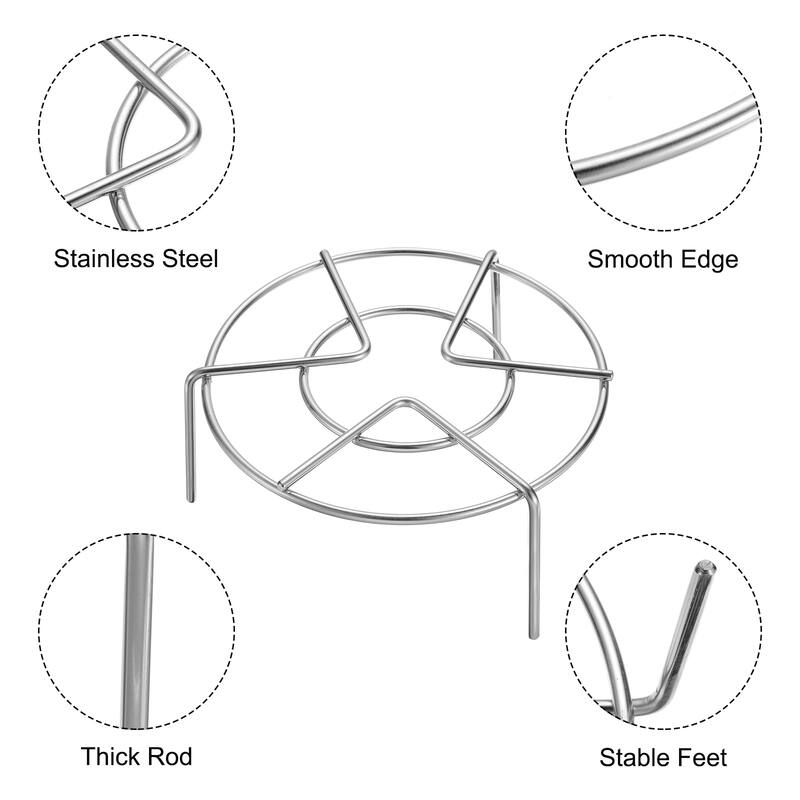 3pcs Steam Rack 6.3" Dia Metal Trivets for Cooker Silver (2.8" Tall)