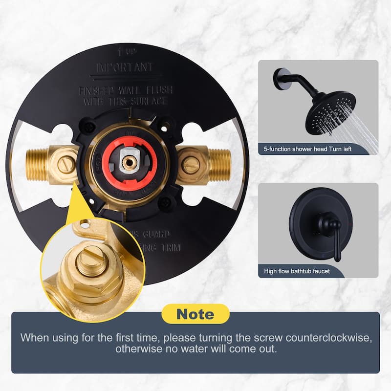 WOWOW Single Handle 5-Spray Shower Faucet with Valve