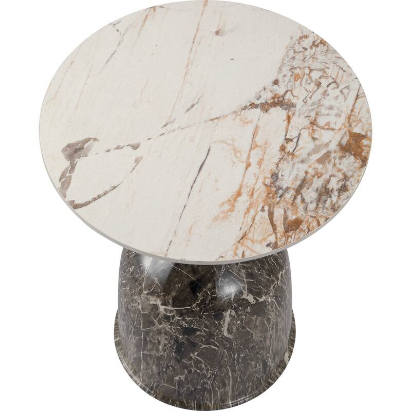 Oslo Round Side Table 18-Inch Sintered Stone Tabletop Side Table with Stainless Steel Pedestal Base