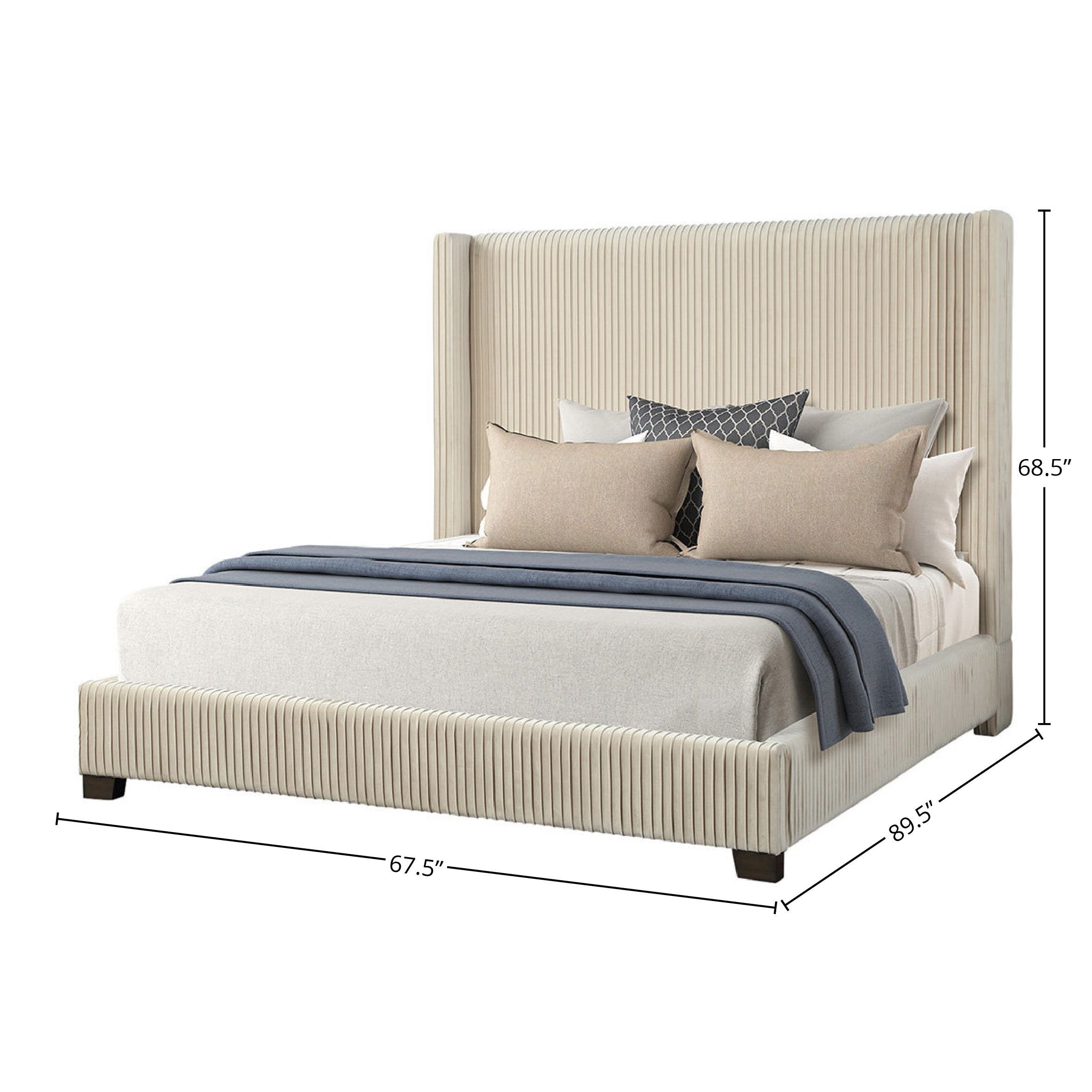 Pleated cheap upholstered bed