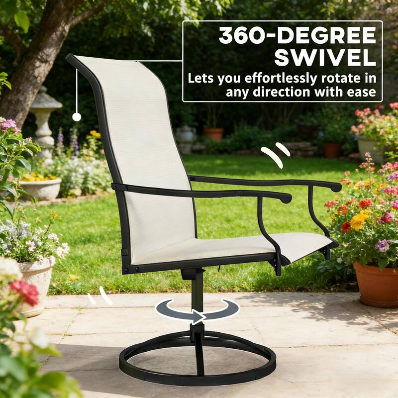 GDFStudio - Nathan Outdoor Dining Swivel Chairs Crafted for Elevated Comfort and Easy Movement