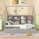 preview thumbnail 2 of 36, Wooden Twin Size House Bed with Trundle and Shelf for Kids