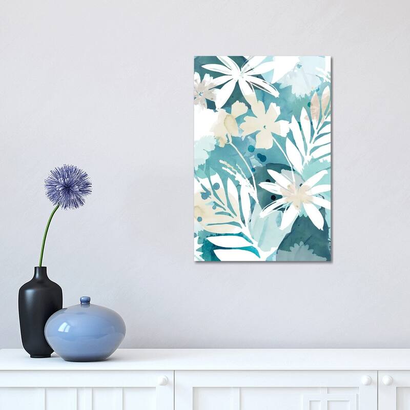 iCanvas "Soft Blue Floral I" by Flora Kouta Canvas Print - 18x12x1.5