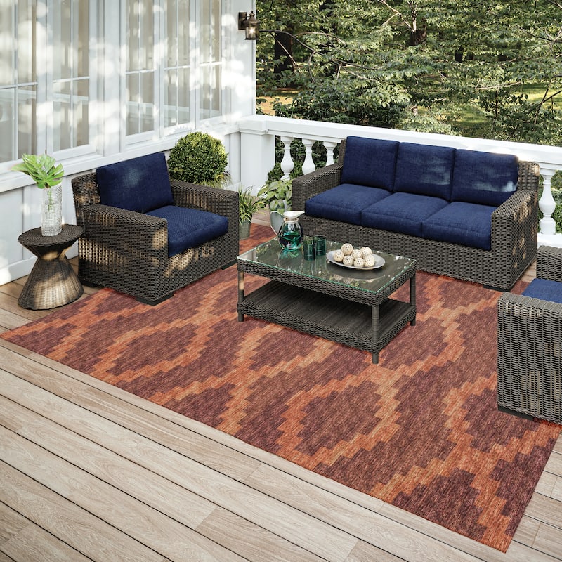 Indoor/ Outdoor Addison Yuma Southwest Chevron Washable Area Rug - 3' x 5' - Canyon