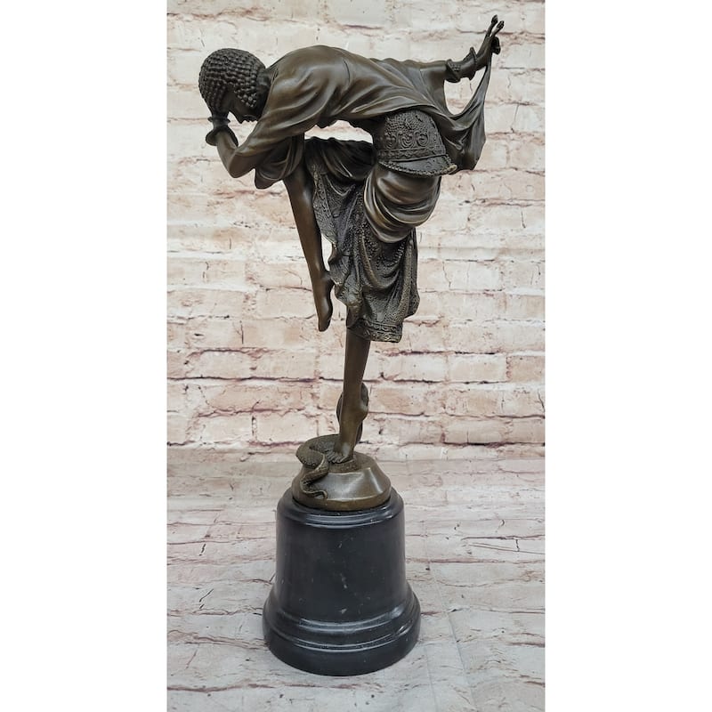 Ankara Imitative Snake Dancer Art Deco Nouveau Bronze Sculpture Signed J.R. Colinet