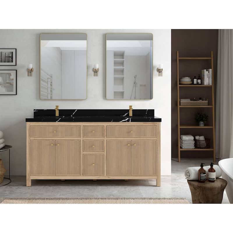 Willow Collections 72 in. W x 22 in. D Sonoma Teak Double Sink Bathroom Vanity with Countertop