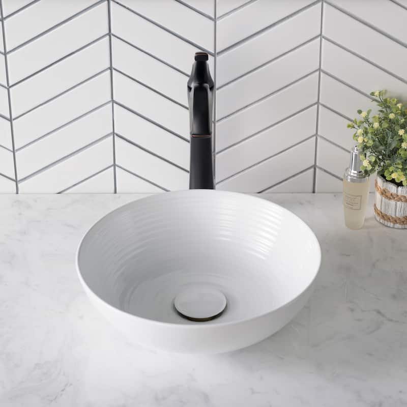 Kraus Viva 13" Circular Vitreous China Vessel Bathroom Sink with