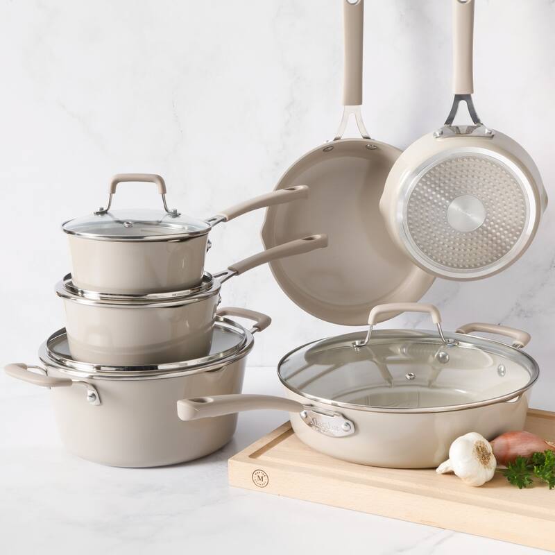 Martha Stewart Heathland Premium Nonstick 10-Piece Aluminum Cookware Set.