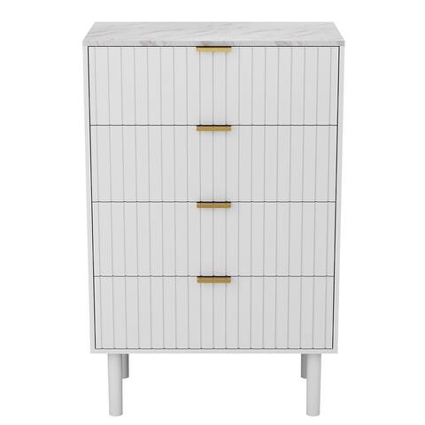 4 Drawers Chest Of Dresser Storage Imitation Marble Texture Tower Cabinet Bedroom Organizer