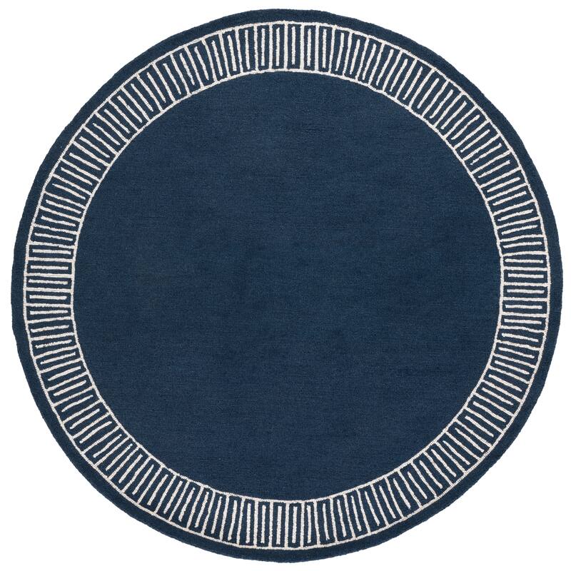 SAFAVIEH Handmade Metro Aneta Wool Rug - 6' Round - Blue/Ivory