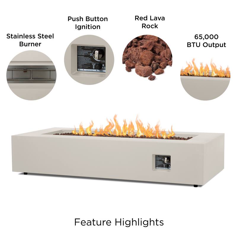 Aegean 70" Rectangle Fire Table Propane or Natural Gas by Real Flame