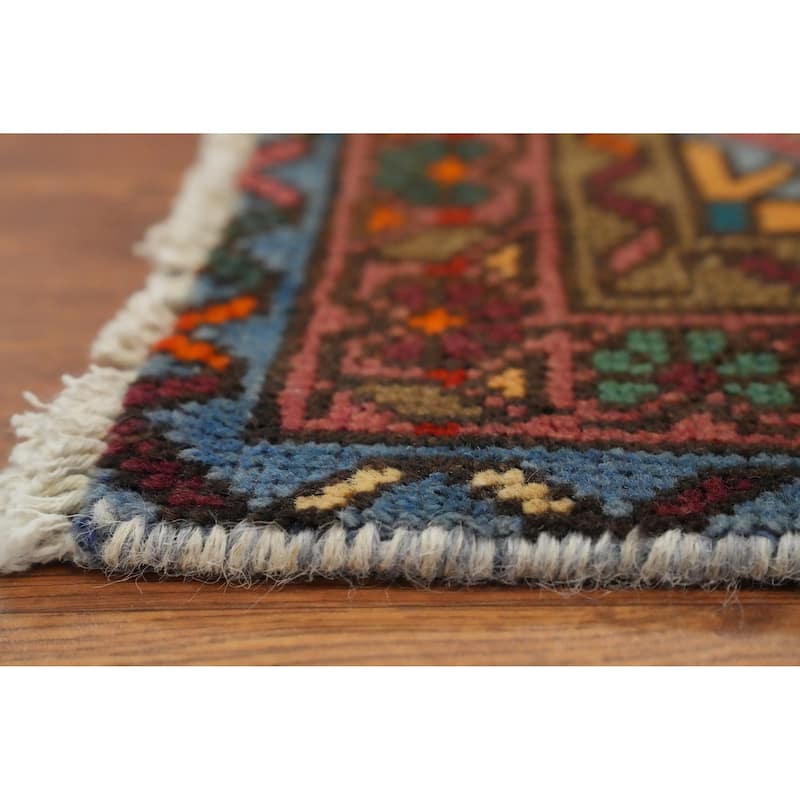 Hand Knotted Oriental 100% Wool Carpet Traditional Geometric Pink Tabriz Runner Rug - 12' 4'' X 3' 4''