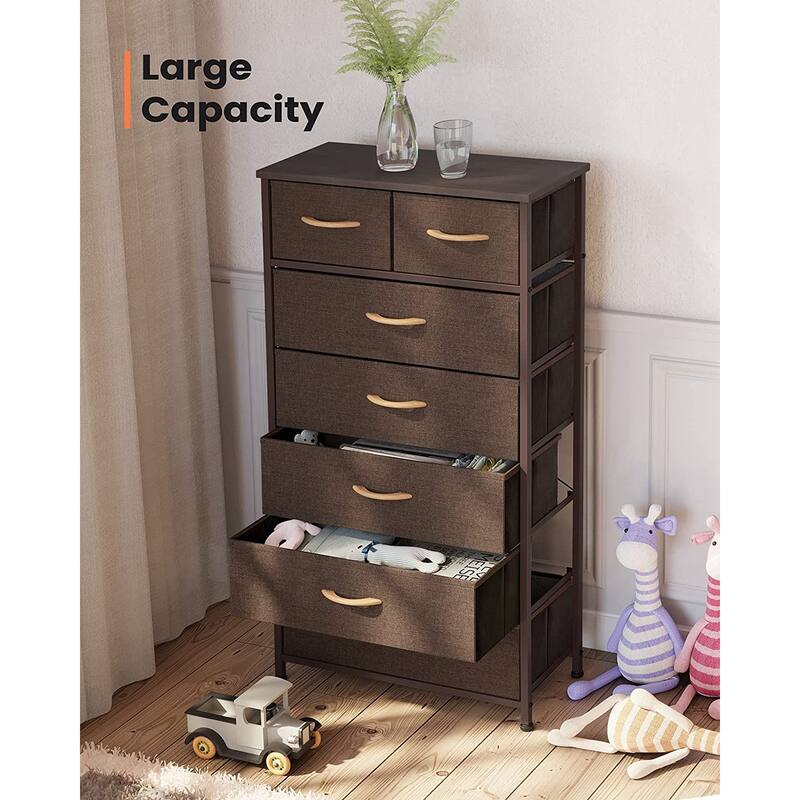 7 Drawers Dresser, Tall Dresser Vertical Storage Tower with Wooden