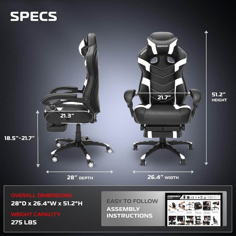 RESPAWN 110 Pro Gaming Chair - Gaming Chair with Footrest, Ergonomic Computer Desk Chair