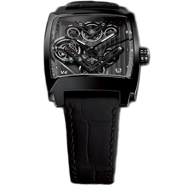 Tag Heuer Men's WAW2081.FC6348 'Monaco' Black Leather Watch. Opens flyout.