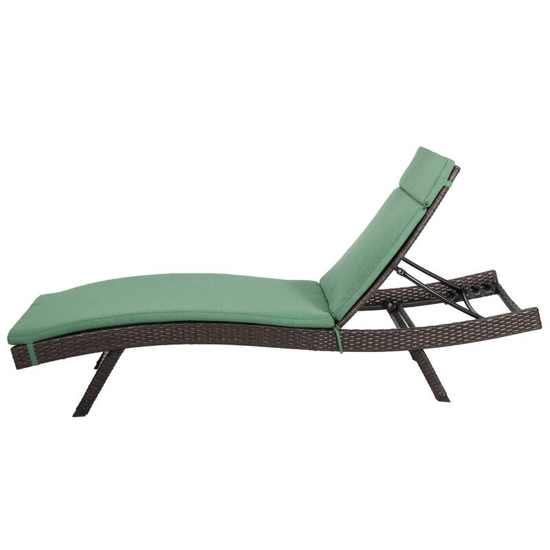 Salem Outdoor Wicker Adjustable Chaise Lounge with Cushion by Christopher Knight Home