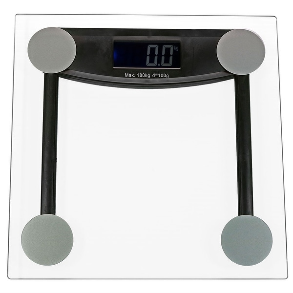 Sunnydaze Precision Clear Glass Bathroom Scale with Step-On Technology and LCD Display