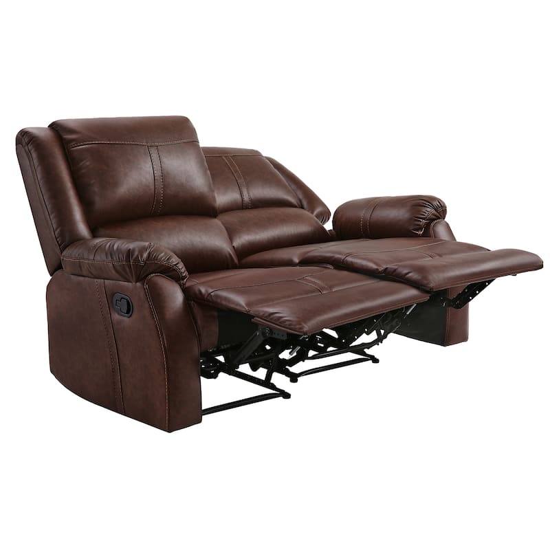 Manual Recliner,Faux Leather Reclining Sofa Set, 2-Seater Reclining Sofas For Living Room - 59"W X 37.4"D X 39.8"H