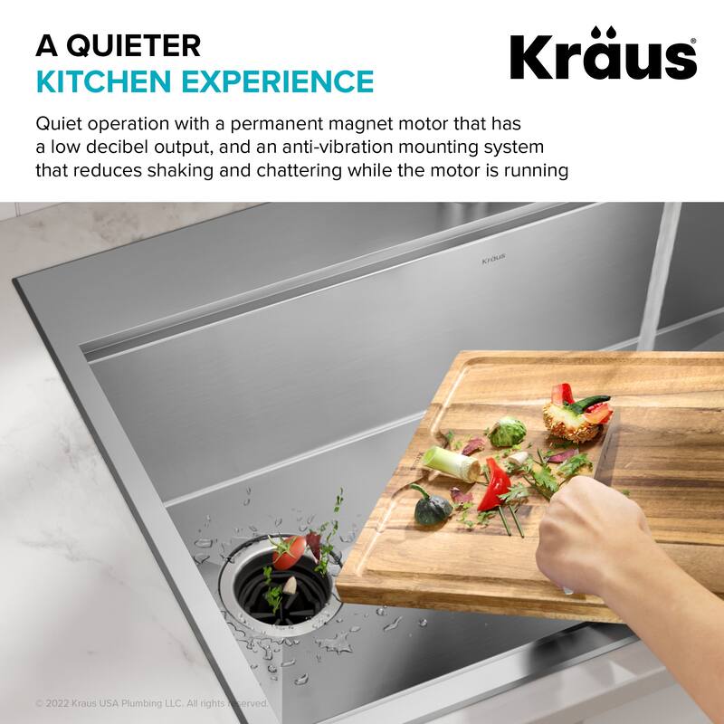 KRAUS WasteGuard Continuous Feed Garbage Disposal for Kitchen Sinks