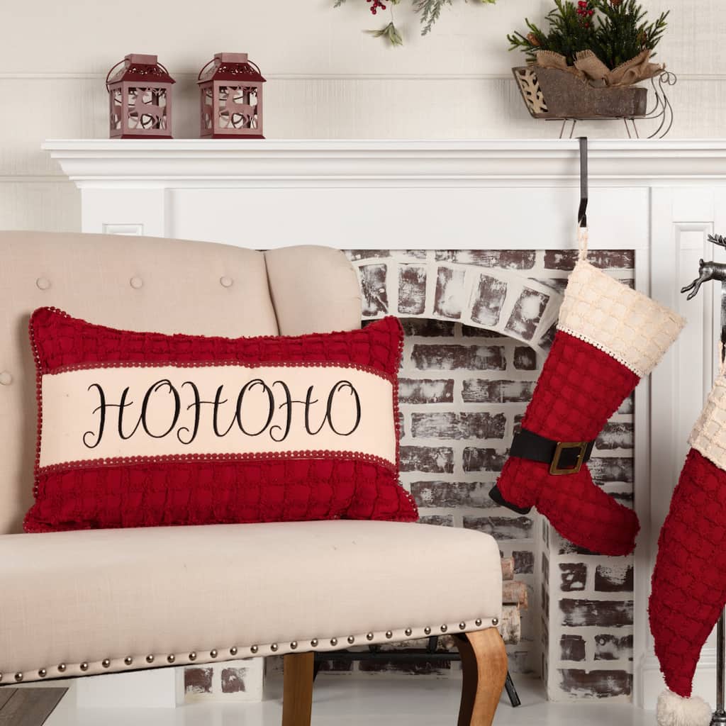 Chenille Christmas Ho Ho Ho Pillow 14x22