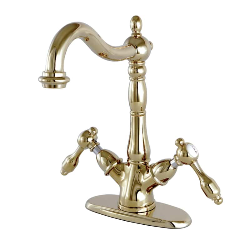 Kingston Brass Tudor 1.2 GPM Deck Mounted Bathroom Faucet - Polished Brass