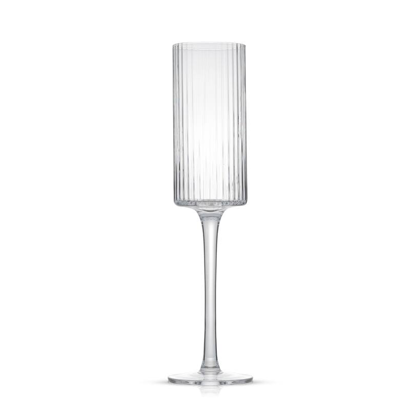 JoyJolt Elle Fluted Cylinder Champagne Flute Glass - 6 oz - Set of 2 - 6 oz