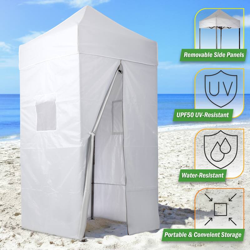 Wakeman Outdoors Pop Up Privacy Tent for Camp Toilet or Pool Cabana, White
