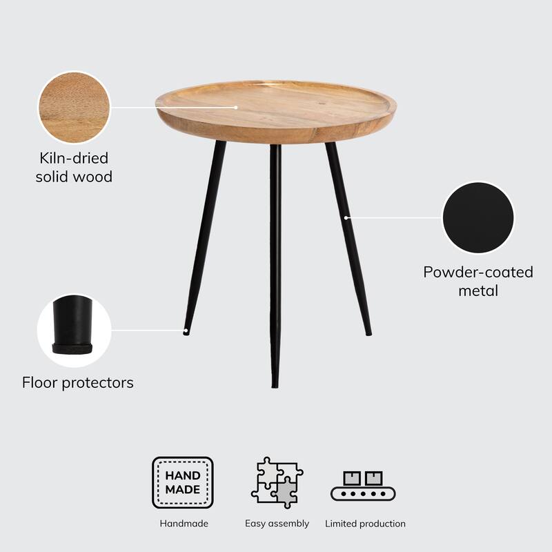 MH London Chervey Natural Mango Wood Living Room End Table