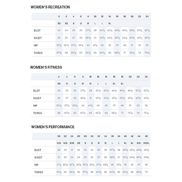 speedo sizes womens