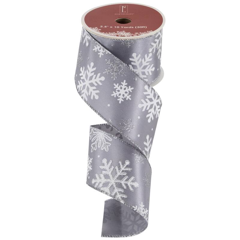 Shimmering Snowflakes Wired Craft Christmas Ribbon 2.5" x 10 Yards