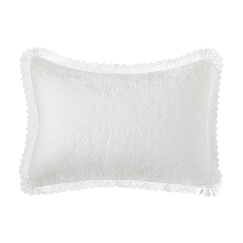 Laura Ashley Heirloom Crochet Cotton Reversible White Quilt Set