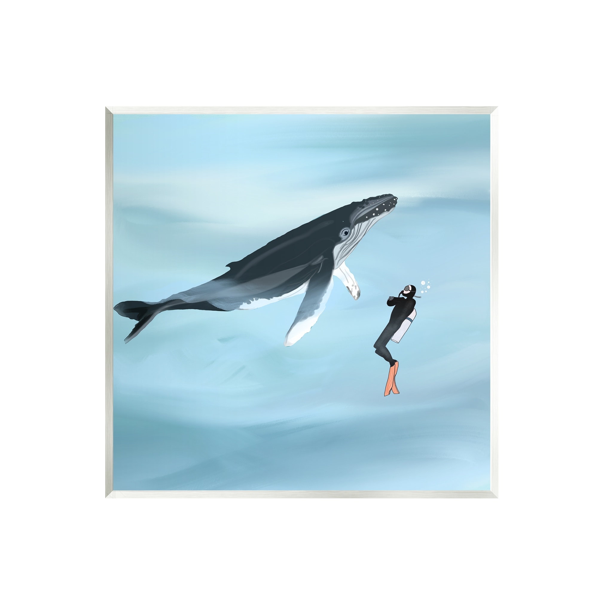 Stupell Underwater Scuba Diver & Whale Friends Wall Plaque Art by