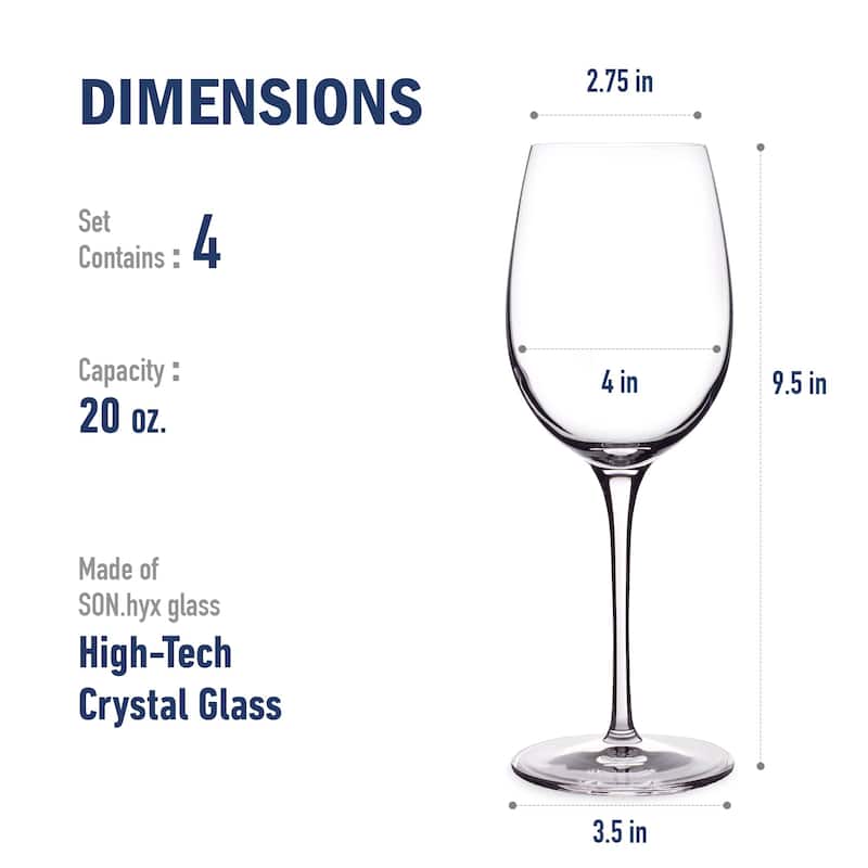 Luigi Bormioli Set of 4 Crescendo Bordeaux Wine Glasses - 20 oz.