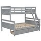 preview thumbnail 15 of 22, Twin over Full Bunk Bed with Ladder, Two Storage Drawers, Safety Guardrail, Convertible Wood Platform Bed Frame for Kids
