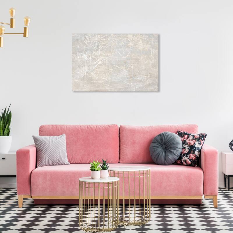 Wynwood Studio Canvas Abstract Scriptica White and Light Gray Modern & Contemporary Wall Art Canvas Print - 24 x 36