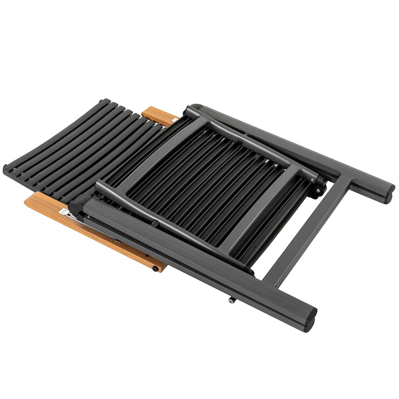 2-Piece Patio Folding Chairs with Aluminum Frame, Adjustable Backrest