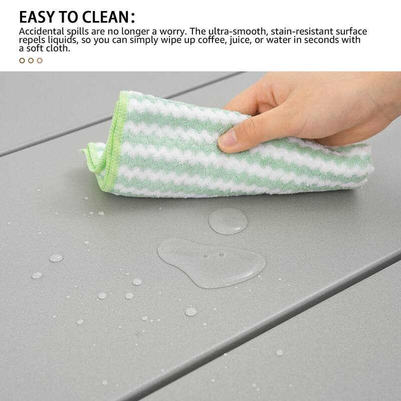 Aluminum Outdoor Dining Table with Umbrella Hole, Weather-Resistant Patio Table for Backyard, Garden, Poolside, and Balcony