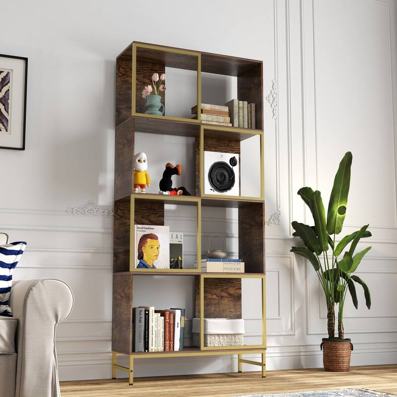 Vintage Storage Rack with Open Shelves 4-Tier Bookcase,Display Wooden Shelves for Living Room,Bathroom,Balcony,Kitchen