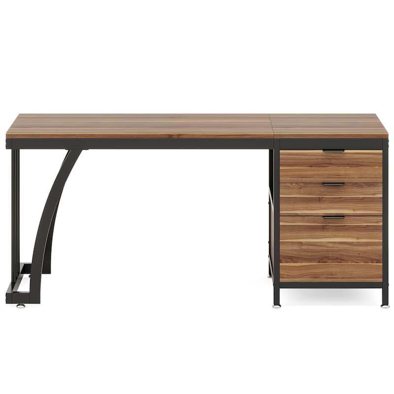 59 Inches Computer Desk Writing Table with 3 Reversible Drawers