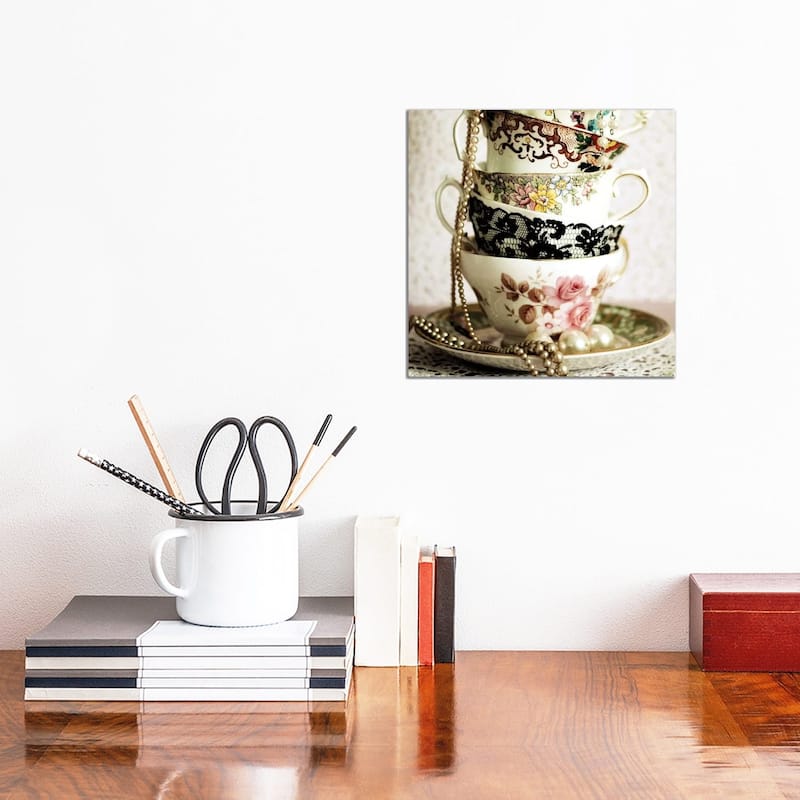 iCanvas "Antique Cups And Saucers With Pearls I" by Tom Quartermaine Canvas Print - 12x12x1.5