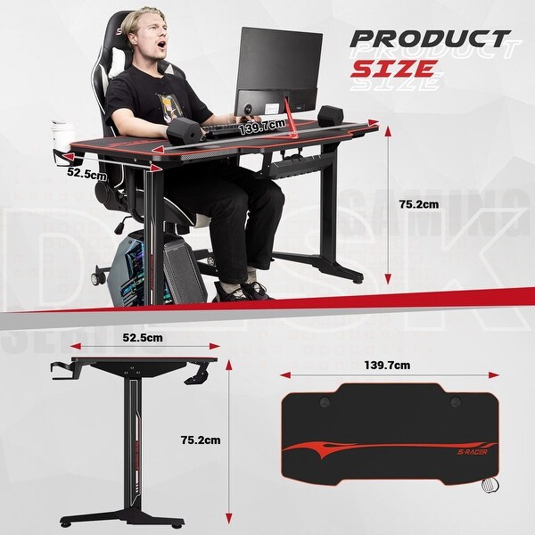 Homall T Shaped Gaming Desk Computer Office Desk with Cup Holder