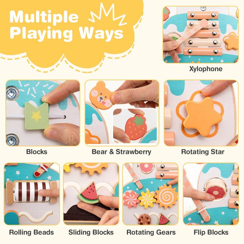 Costway Wooden Baby Walker Ice Cream Cart Toy with Sweet Accessories & - See Details