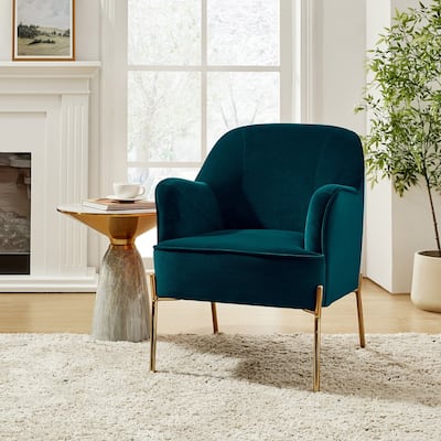 Nora Modern Velvet Accent Chair for Bedroom with Metal Legs by HULALA HOME