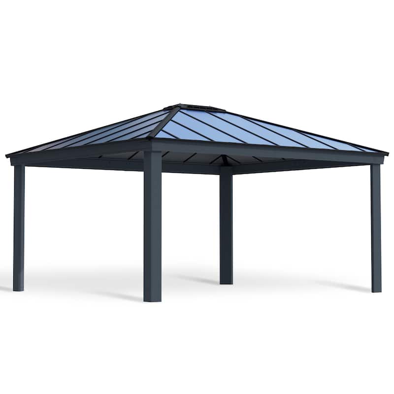 Dallas 14 ft.Gray/Gray Opaque Outdoor Gazebo with Insulating and Sleek Roof Design