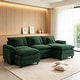 preview thumbnail 8 of 109, Modular Cloud Chenille Sectional Sofa with Ottomans, Deep Seat Convertible L-Shaped or U-Shaped Couch Olive/3 Seats with 2 Ottomans - Symmetrical