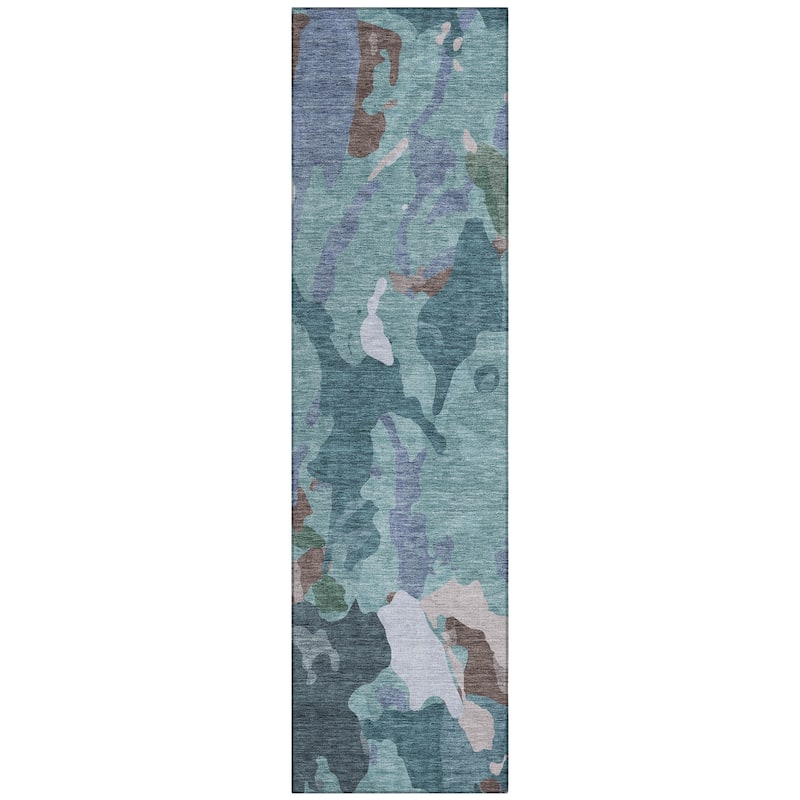 Machine Washable Indoor/Outdoor Modern Brushstrokes Chantille Rug