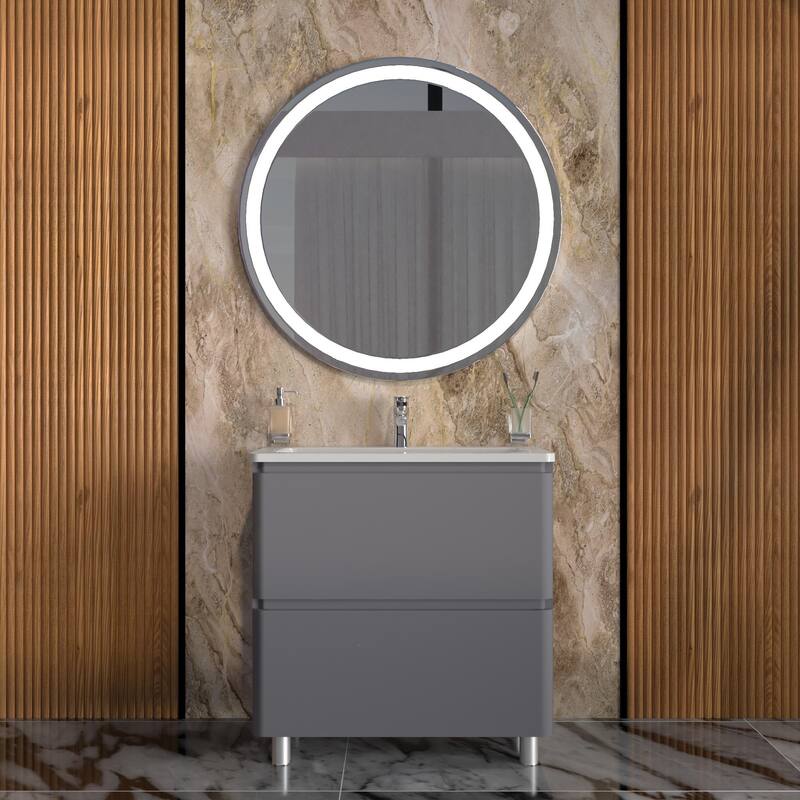 Modern Free Standing Bathroom Vanity with Washbasin | Comfort Collection mirror Omega R-line 40" included