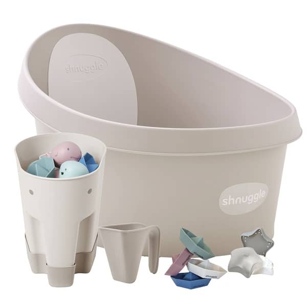 slide 2 of 6, Shnuggle Toddler Bath and Accessories Bundle Beige