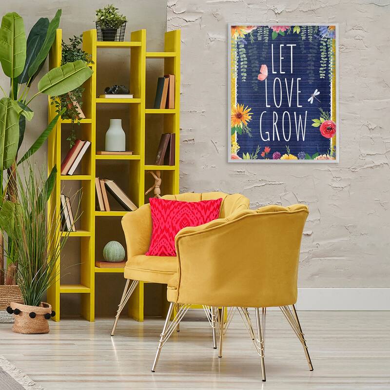 Stupell Let Love Grow Floral Border Framed Giclee Art Design By Nicole DeCamp